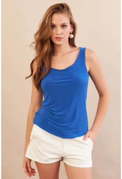 Kadın Saks Basic Bluz LPP1241-90