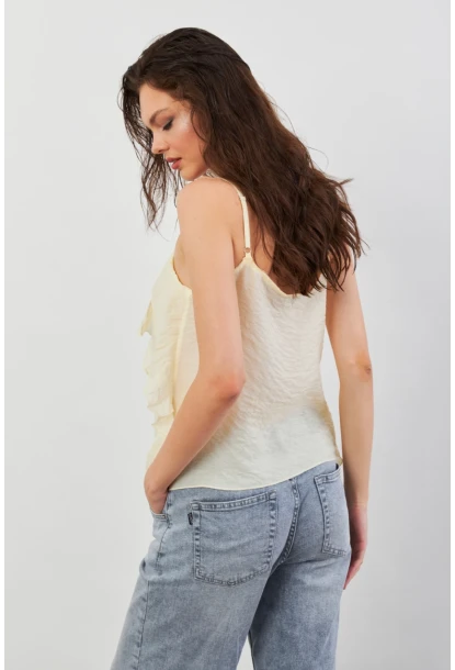 Kadın Sarı Krinkıl Bluz SOL1504