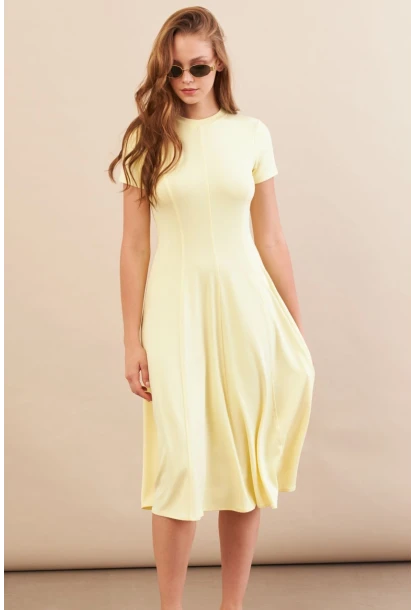 Kadın Sarı Midi Çan Elbise DMR461