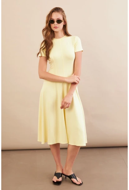Kadın Sarı Midi Çan Elbise DMR461