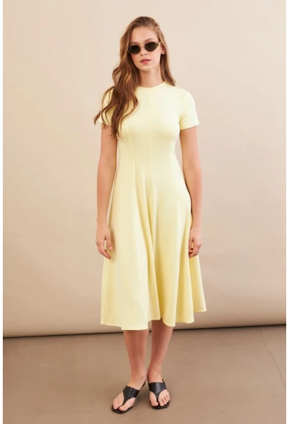 Kadın Sarı Midi Çan Elbise DMR461