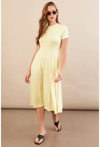 Kadın Sarı Midi Çan Elbise DMR461
