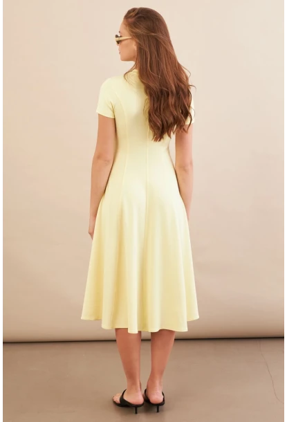 Kadın Sarı Midi Çan Elbise DMR461