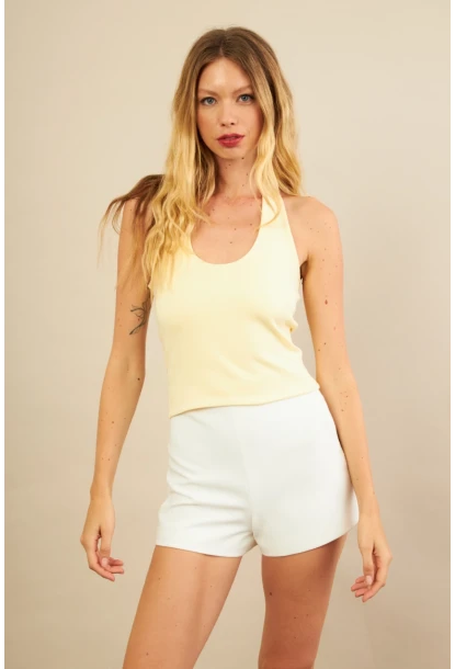 Kadın Sarı Sırtı Açık Bluz LPP1244-90