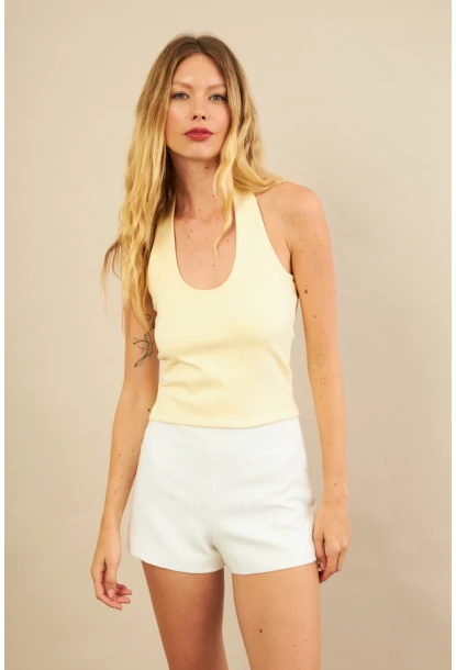 Kadın Sarı Sırtı Açık Bluz LPP1244-90