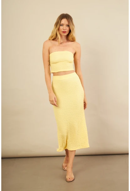 Kadın Sarı Straplez Alt Üst Bubble Takım FLU340