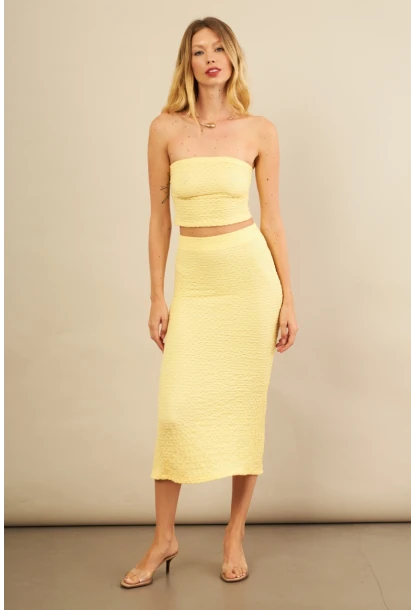 Kadın Sarı Straplez Alt Üst Bubble Takım FLU340