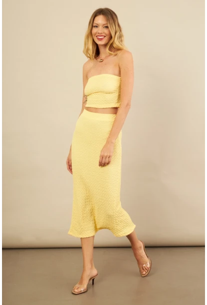 Kadın Sarı Straplez Alt Üst Bubble Takım FLU340