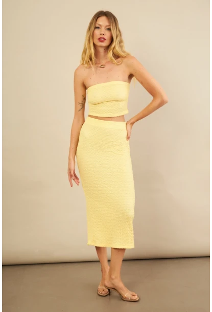 Kadın Sarı Straplez Alt Üst Bubble Takım FLU340