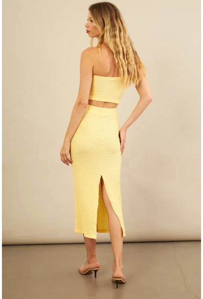 Kadın Sarı Straplez Alt Üst Bubble Takım FLU340