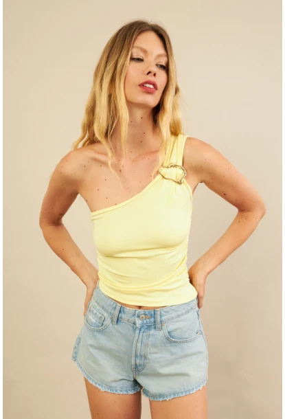 Kadın Sarı Tokalı Büzgülü Bluz AN6021