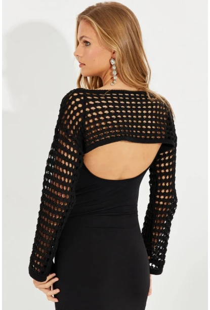 Kadın Siyah Ajurlu Bolero YV115