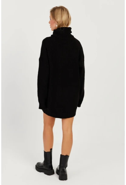 Kadın Siyah Balıkçı Yaka Triko Tunik KZ2504