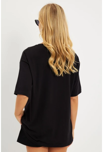 Kadın Siyah Baskılı T-Shirt DY1329