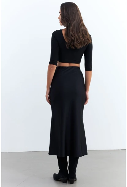 Kadın Siyah Beli Lastikli Etek FRY2235