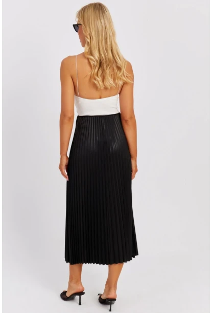 Kadın Siyah Beli Lastikli Pilise Etek OW145
