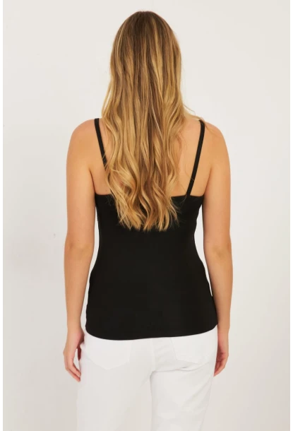 Kadın Siyah Biyeli Bluz EY2772