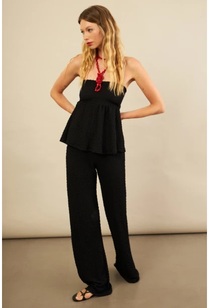 Kadın Siyah Bubble Alt Üst Takım FLU337