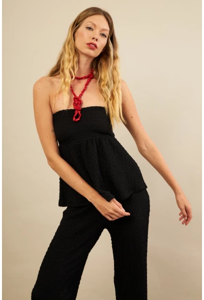 Kadın Siyah Bubble Alt Üst Takım FLU337