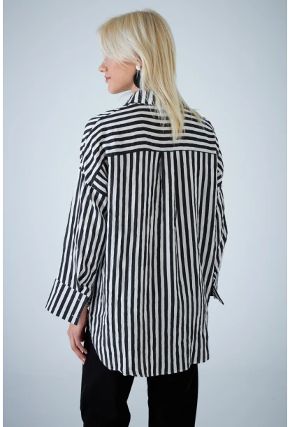 Kadın Siyah Çizgili Gömlek ELN600