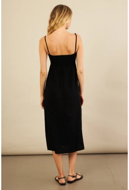 Kadın Siyah Gipeli Midi Müslin Elbise YEL221685