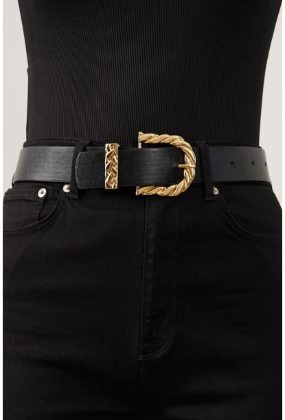 Kadın Siyah-Gold Kemer BE455