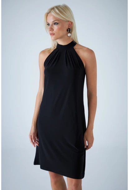 Kadın Siyah Halter Yaka Midi Elbise LPP1309