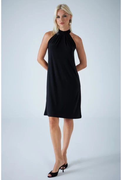 Kadın Siyah Halter Yaka Midi Elbise LPP1309