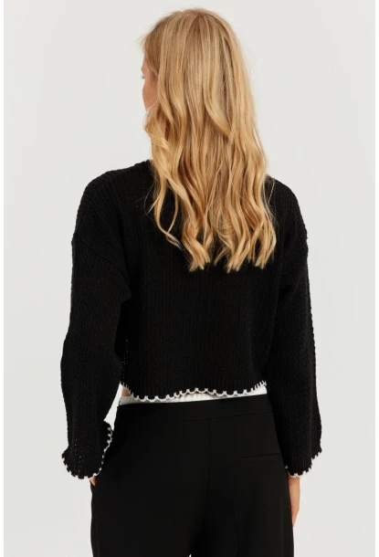 Kadın Siyah İncili Triko Bluz MİW7561