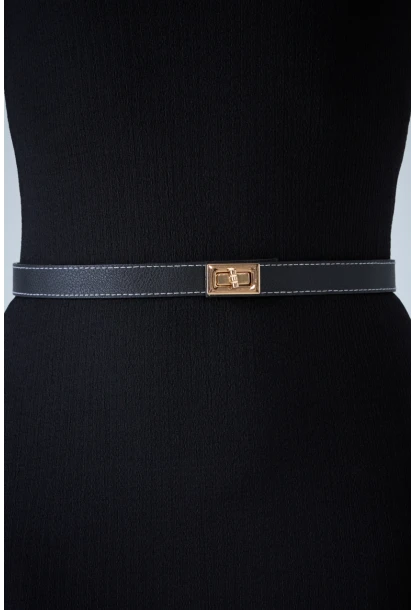 Kadın Siyah Kilit Tokalı Kemer VEA080