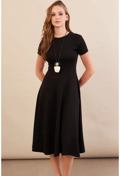 Kadın Siyah Midi Çan Elbise DMR461
