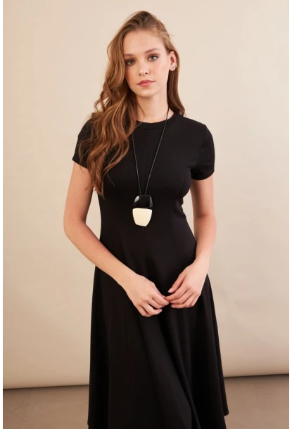 Kadın Siyah Midi Çan Elbise DMR461