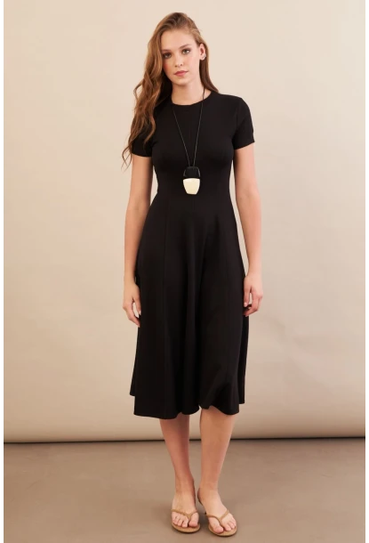 Kadın Siyah Midi Çan Elbise DMR461