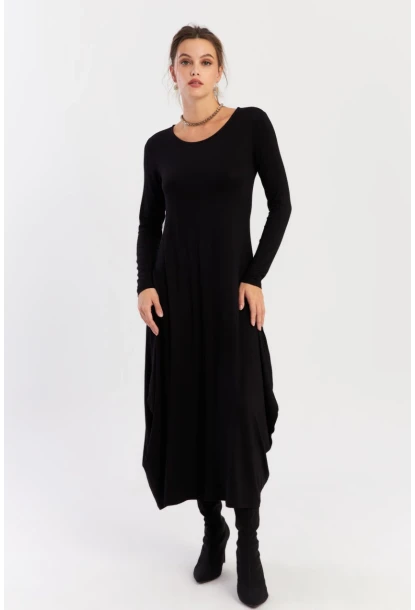 Kadın Siyah Midi Elbise LPP1272