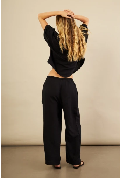 Kadın Siyah Müslin Pantolon BTY102