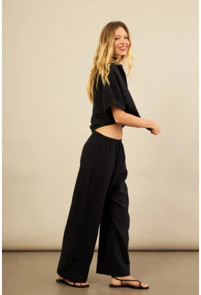 Kadın Siyah Müslin Pantolon BTY102