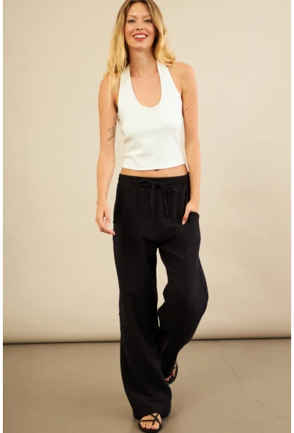 Kadın Siyah Müslin Pantolon FRO1004