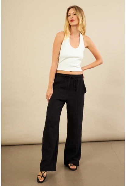 Kadın Siyah Müslin Pantolon FRO1004