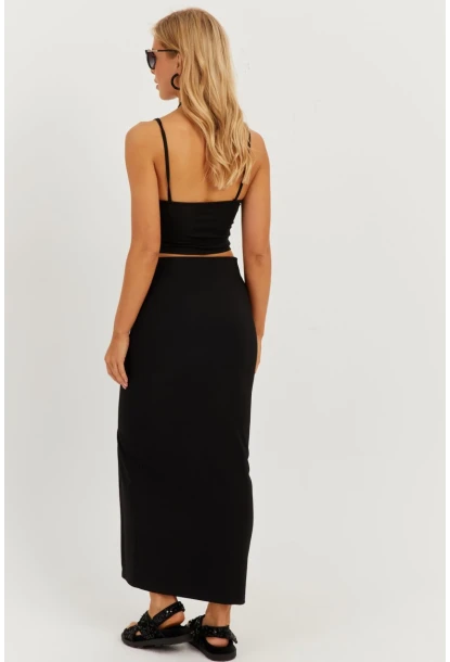 Kadın Siyah Otoman Midi Etek CK150