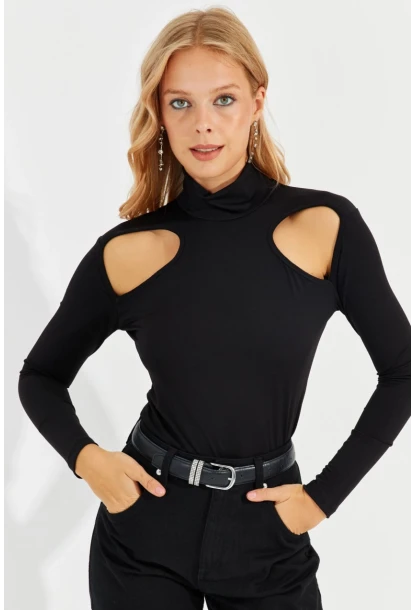 Kadın Siyah Pencereli Bluz MEN2014