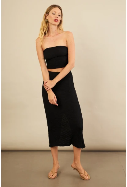 Kadın Siyah Straplez Alt Üst Bubble Takım FLU340