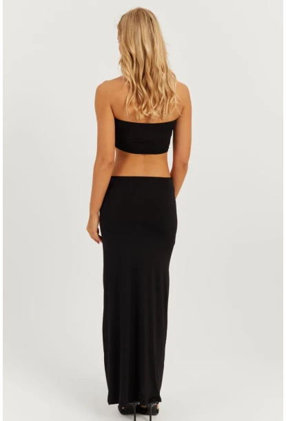 Kadın Siyah Straplez Midi Elbise MEN2037