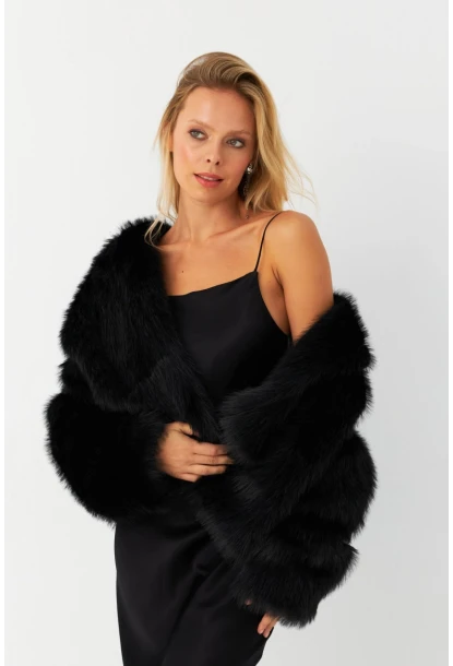 Kadın Siyah Suni Kürk ELT1227