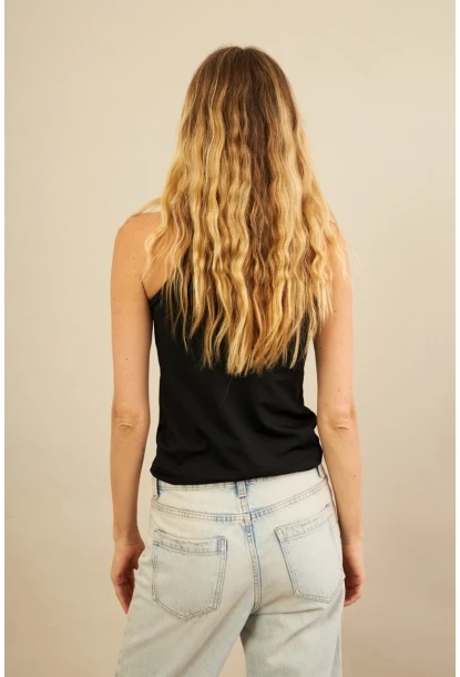 Kadın Siyah Tül Pencereli Bluz EY3120