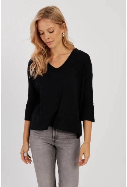 Kadın Siyah V Yaka Bluz LPP1267