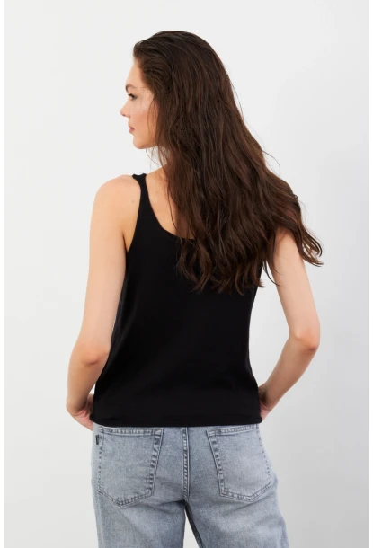 Kadın Siyah V Yaka Triko Bluz KZ546