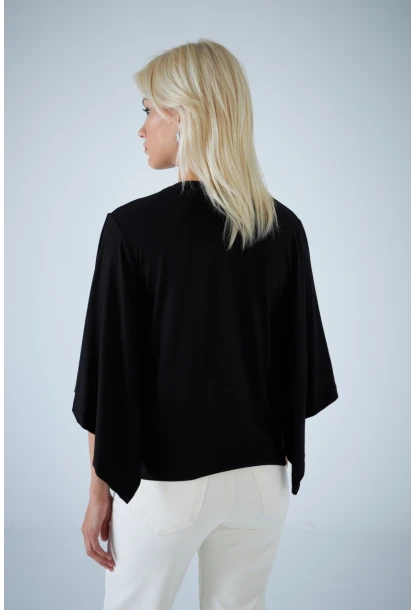 Kadın Siyah Yarasa Kol Bluz EY3134