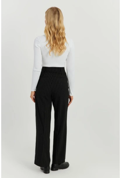 Kadın Siyah Yüksek Bel Çizgili Pantolon ELA108