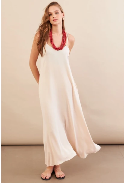 Kadın Taş Askılı Çan Midaxi Elbise OPS9005