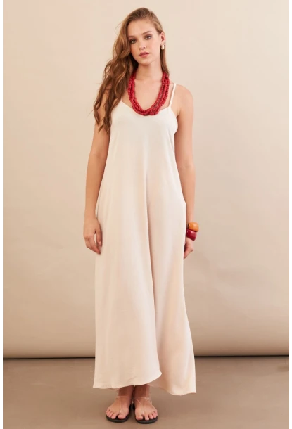 Kadın Taş Askılı Çan Midaxi Elbise OPS9005